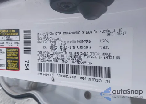 2017 Toyota Tacoma Trd Off Road z USA, uszkodzony, nr VIN 3TMCZ5AN5HM099949